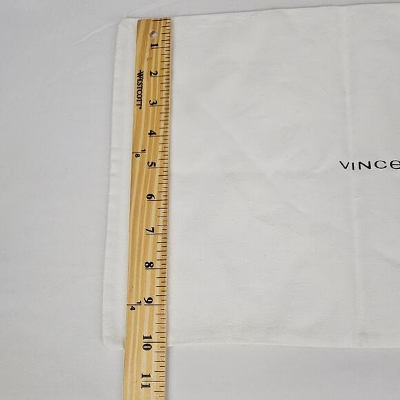 VINCE DRAWSTRING DUST BAG – 14" X 10" – WHITE FABRIC – BLACK LOGO ACCESSORY BAG - Picture 7 of 7